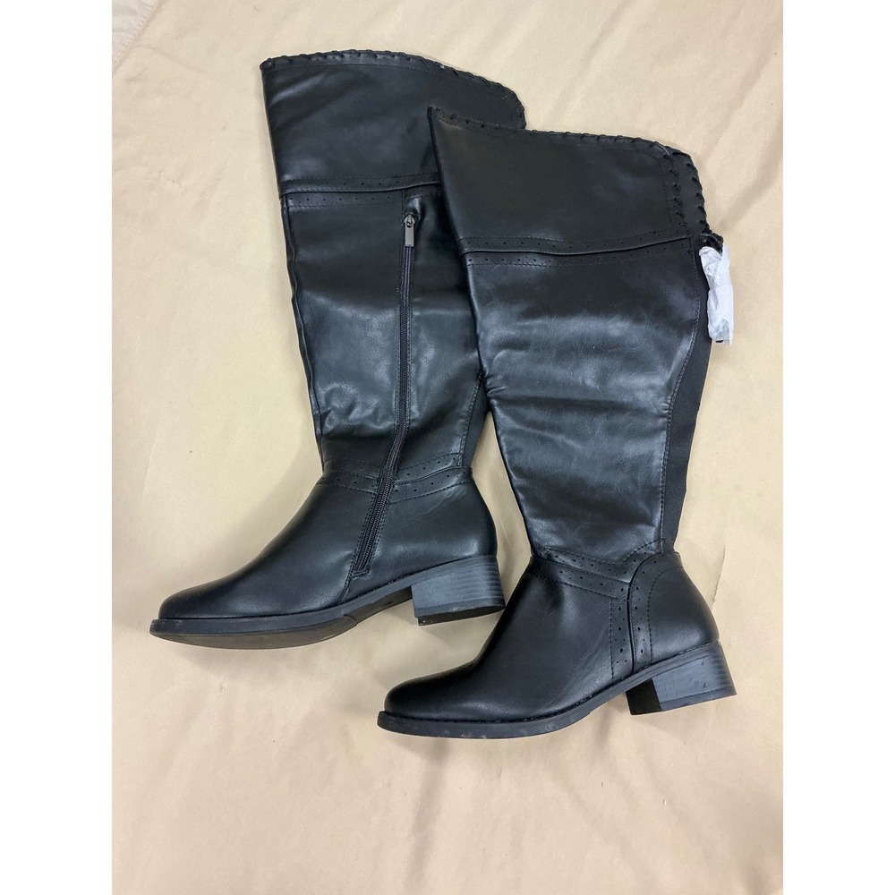 Cloudwalkers Meadow Black Over The Knee Whipstitch Boots Wide Width 10W NEW - Picture 3 of 4